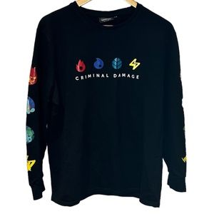 Criminal Damage London Pokemon Character Evolution Long Sleeve‎ Tee Size Large